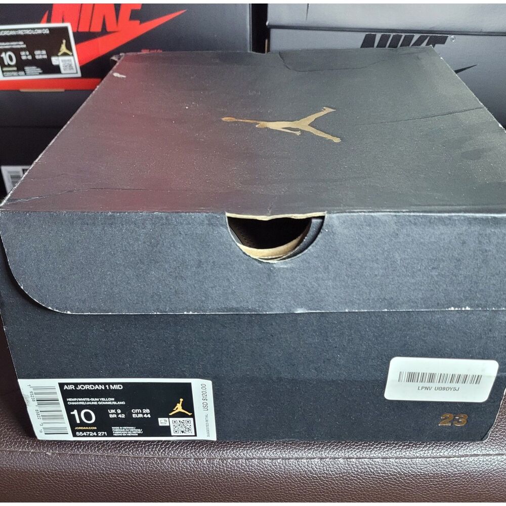 Air Jordan 1 Mid Tan Gum Hemp White 554724-271 Men's Size 10 w/ Box